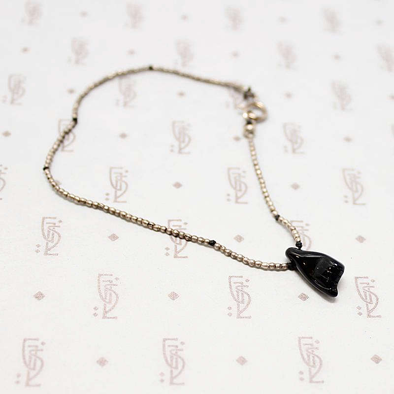 Tiny Silver Bead Bracelet with Glass Hand by Ancient Influences
