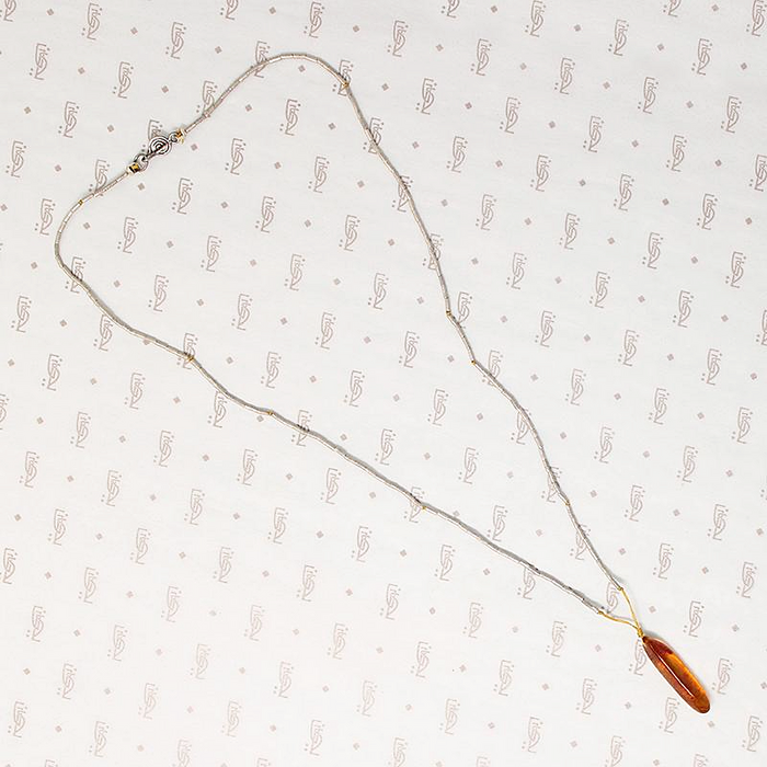 Red Sparked Amber & Silver Bead Necklace by Ancient Influences