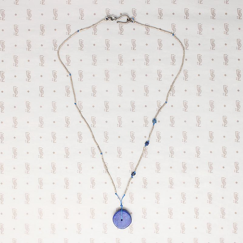Vintage Silver Bead & Ancient Lapis Disc Necklace by Ancient Influences