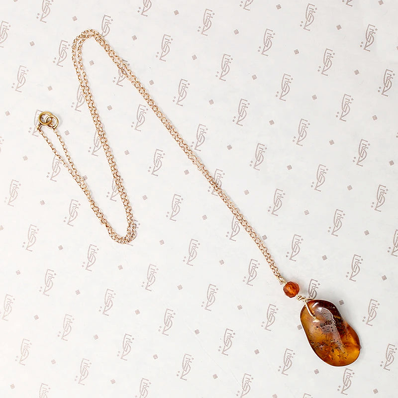 Amber Necklace with Faceted Amber Bead by Ancient Influences