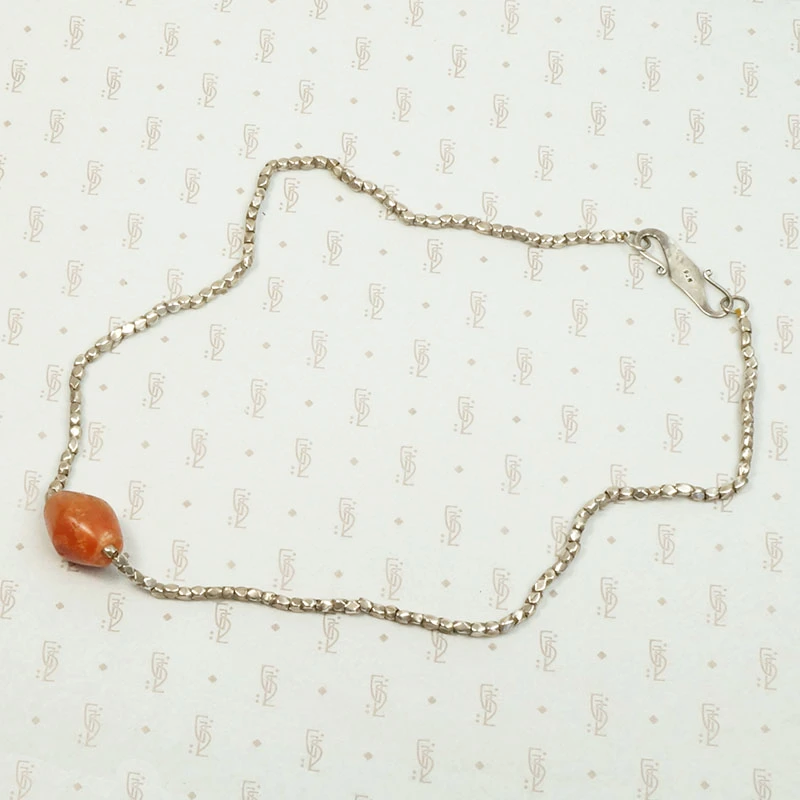 Ancient Carnelian Necklace with High Grade Silver Beads
