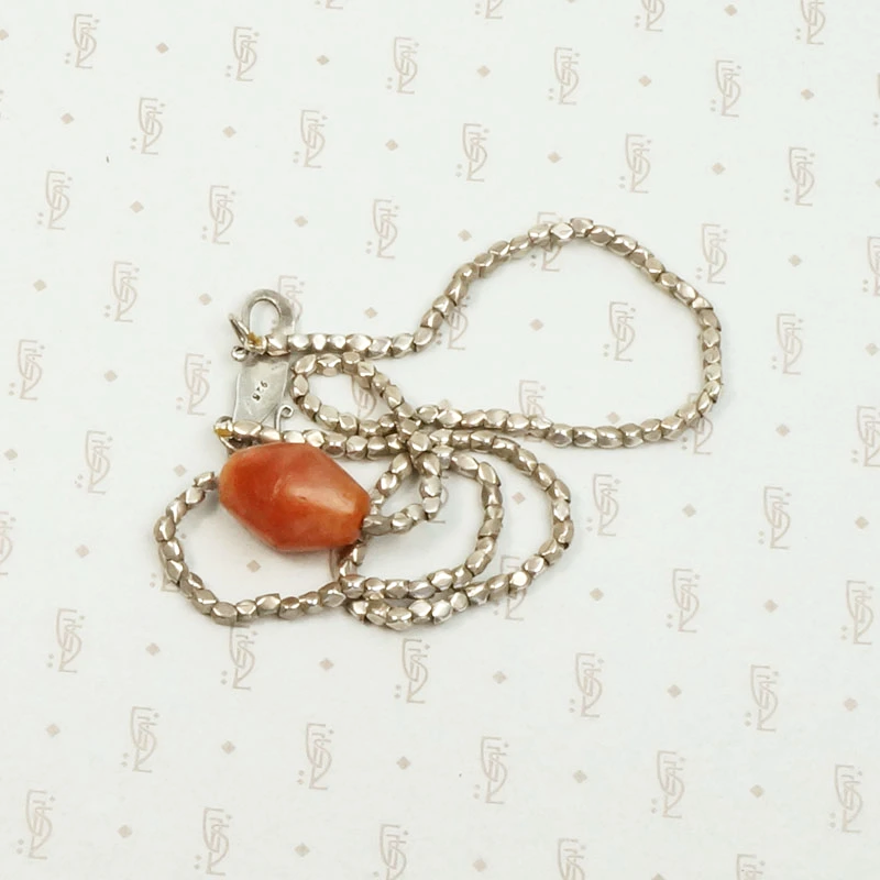 Ancient Carnelian Necklace with High Grade Silver Beads