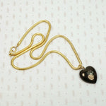 Victorian Jet Heart on Slinky Snake Chain