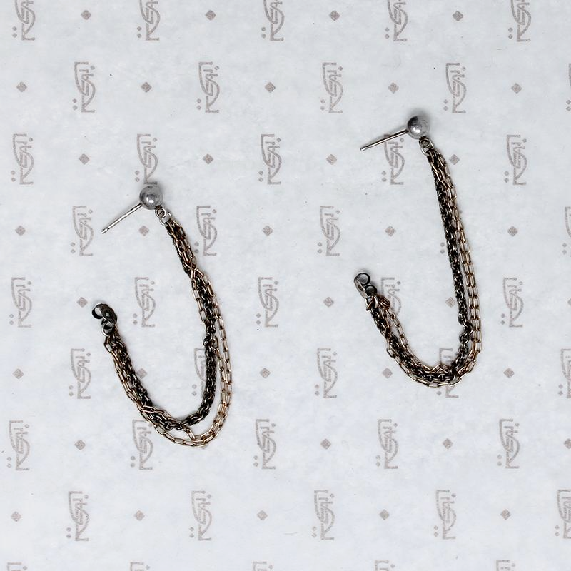 Mixed Chain Deconstructed Hoop Earrings