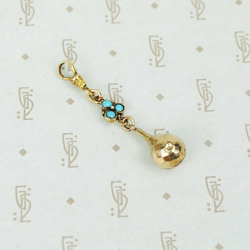 faceted gold and turquoise ball fob drop