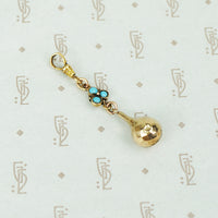faceted gold and turquoise ball fob drop