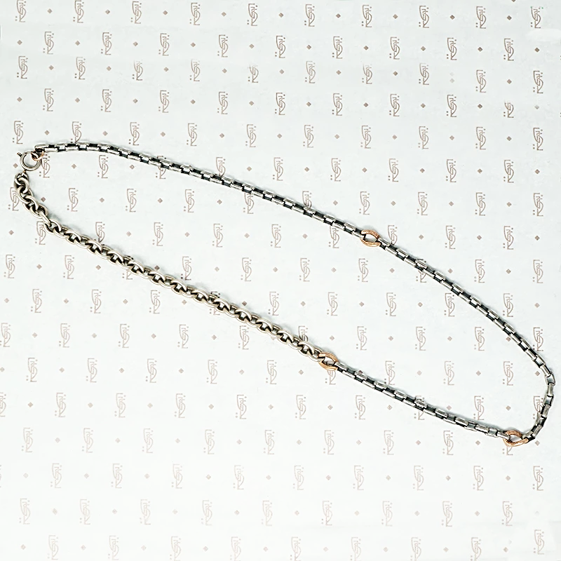chunky silver and rose gold recycled chain