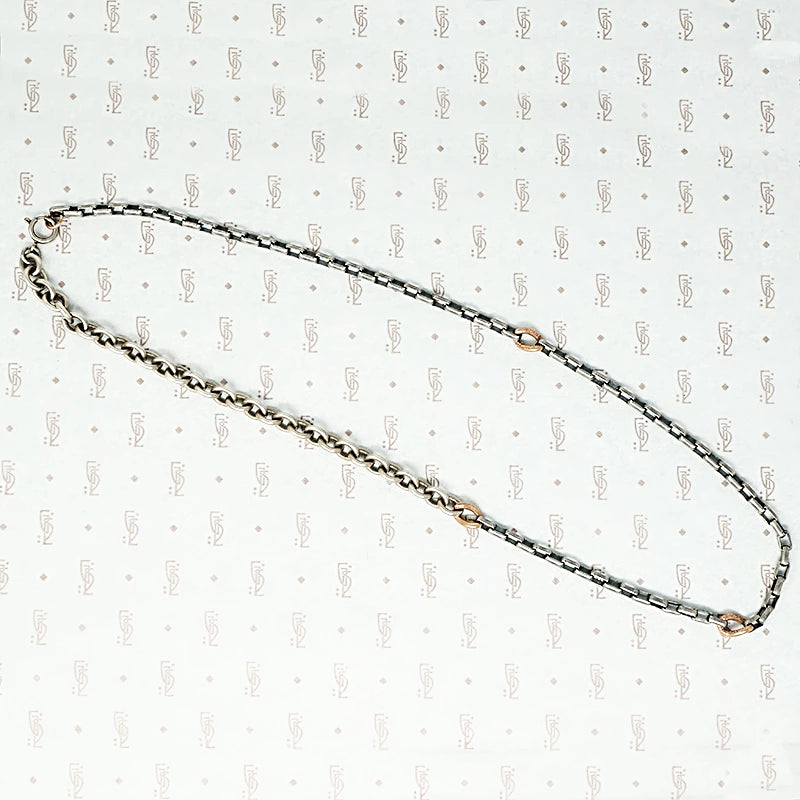 chunky silver and rose gold recycled chain