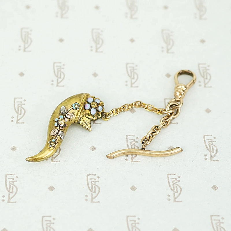 Floral Cornucopia and Curvy T-Bar Pendant
