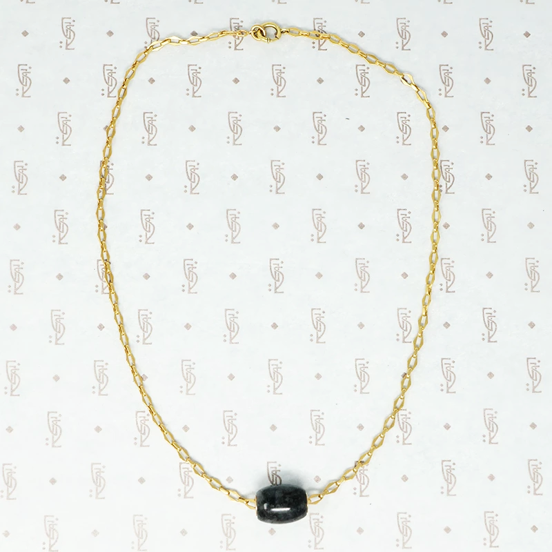 black jade bead on 14k vintage chain necklace