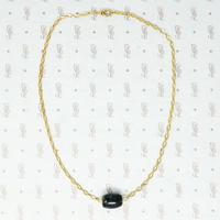 black jade bead on 14k vintage chain necklace