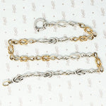 silver and gold filled lovers knot chain with extra big ring