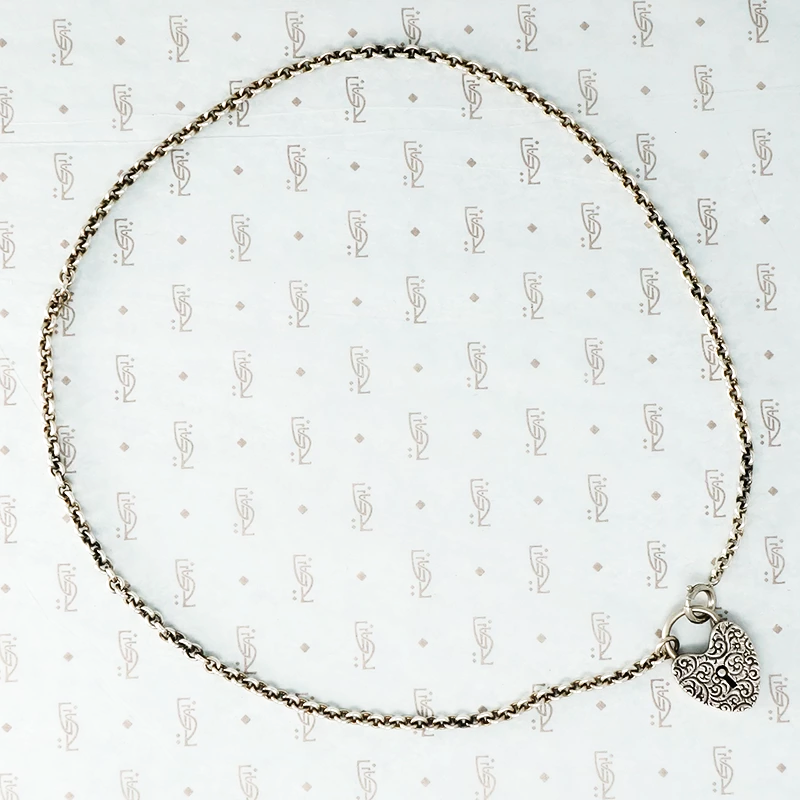 Fancy Silver Heart Lock Necklace by Ancient Influences
