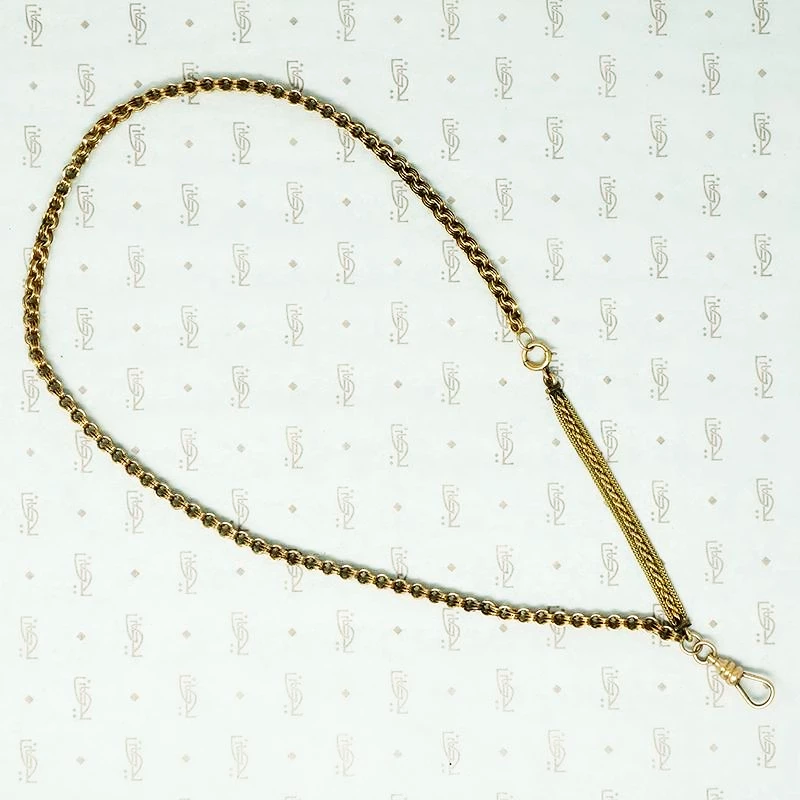 Old Gold Double Rolo Panel Chain with Swivel Hook