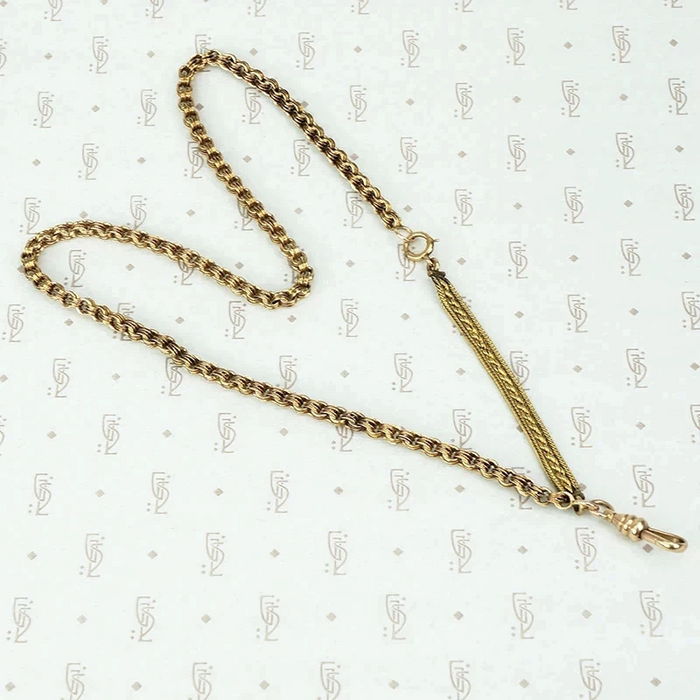 Old Gold Double Rolo Panel Chain with Swivel Hook