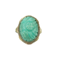 Unique Carved Amazonite Deco Ring
