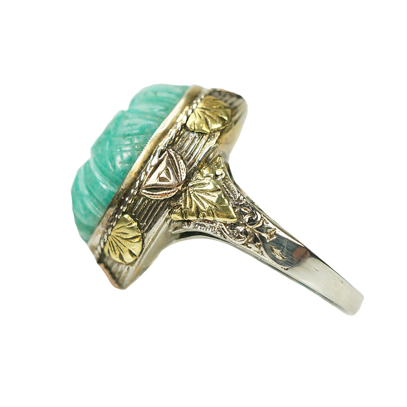 Unique Carved Amazonite Deco Ring