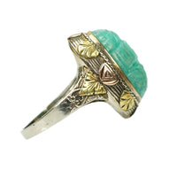 Unique Carved Amazonite Deco Ring