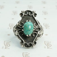 "Lucero" Early Victorian Amazonite Silver Ring