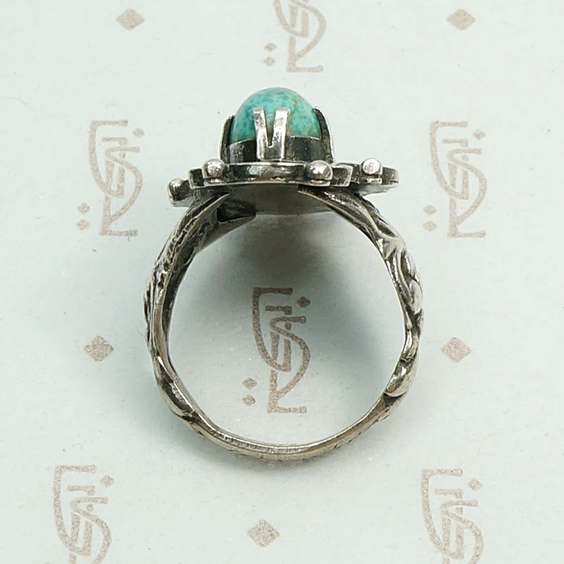 "Lucero" Early Victorian Amazonite Silver Ring