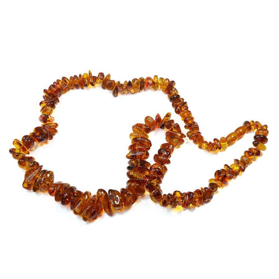 Long Necklace of Graduated Honey Colored Amber