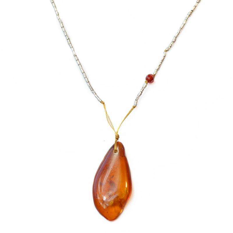 An Amber and Vintage Silver Necklace by Ancient Influences