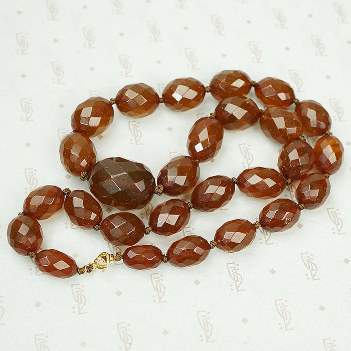 Antique Faceted Amber Bead Necklace