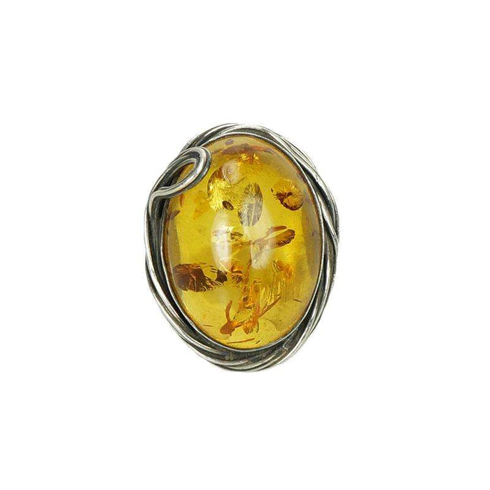 Large Vintage Baltic Amber Ring in Sculpted Silver Setting - Gem Set Love