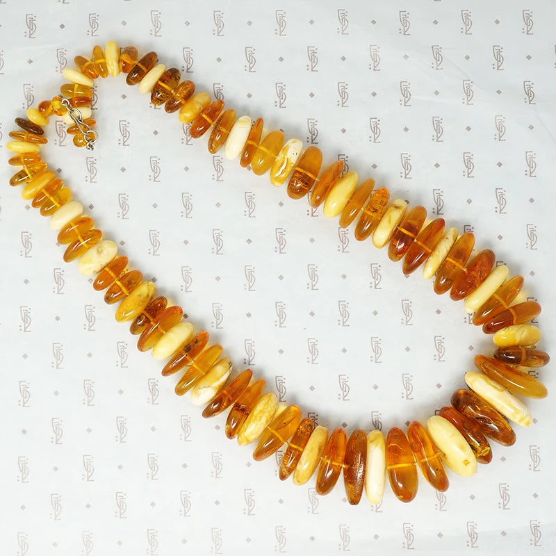 Large Chunky Amber Necklace egg yolk and honey