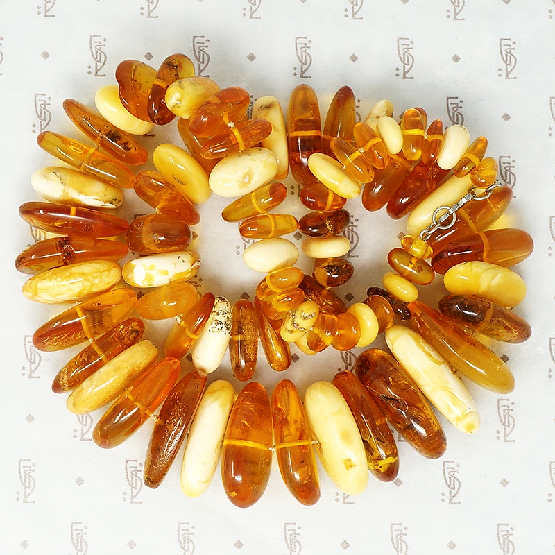 Large Chunky Amber Necklace egg yolk and honey close up
