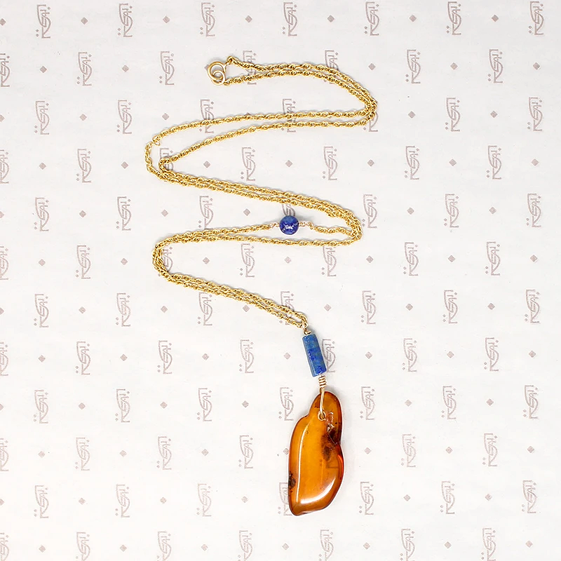 Amber & Lapis Lazuli Necklace by Ancient Influences