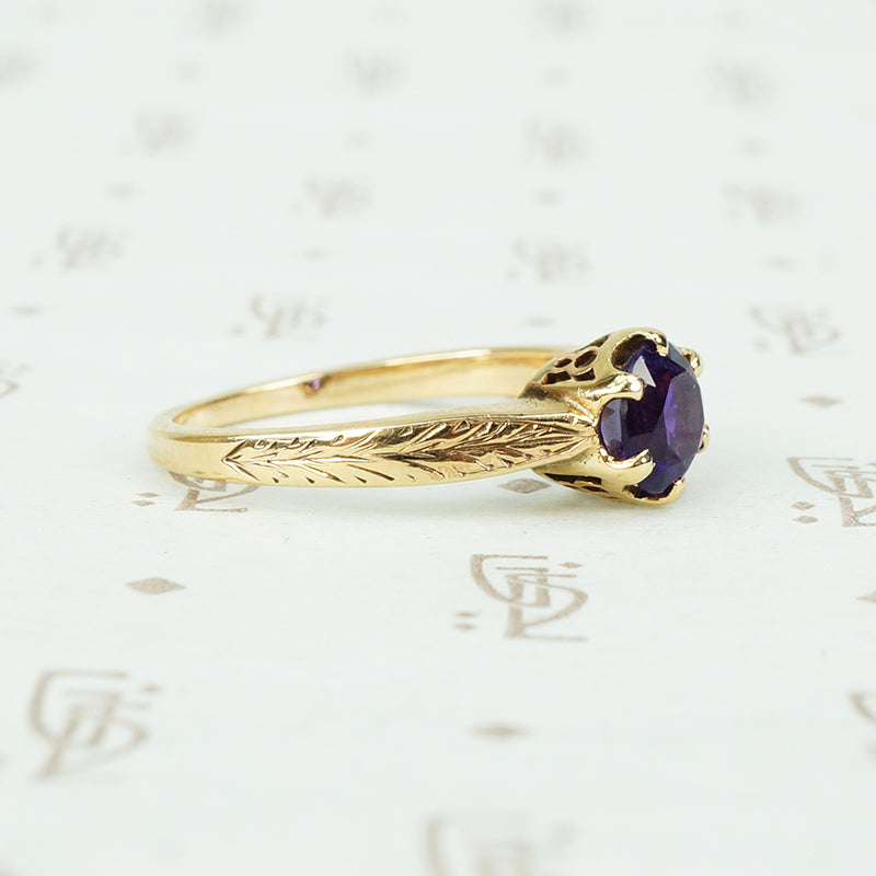 amethyst round solitaire in gold