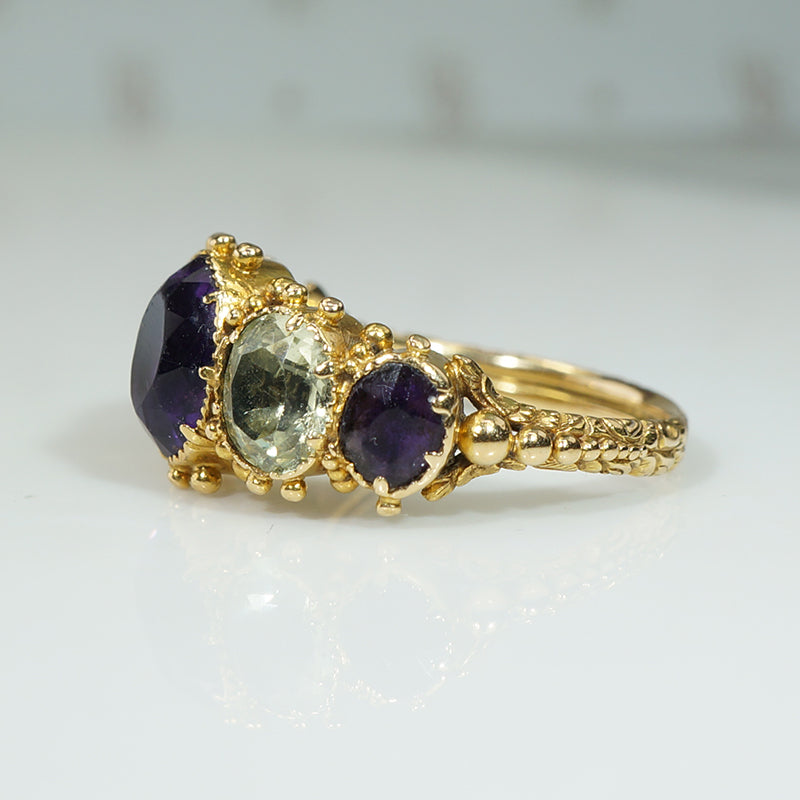 Fine Georgian 18k Gold and Gemstone Ring