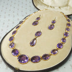 amethyst 15k gold parure in original fitted leather box