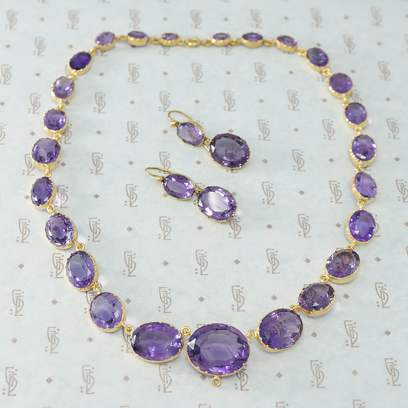 Antique Amethyst Paruré in Fitted Box