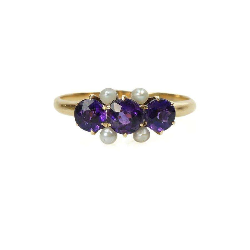 Victorian Ring with Amethysts and Pearls