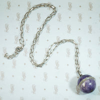 Beautiful amethyst crystal ball on sterling art deco necklace