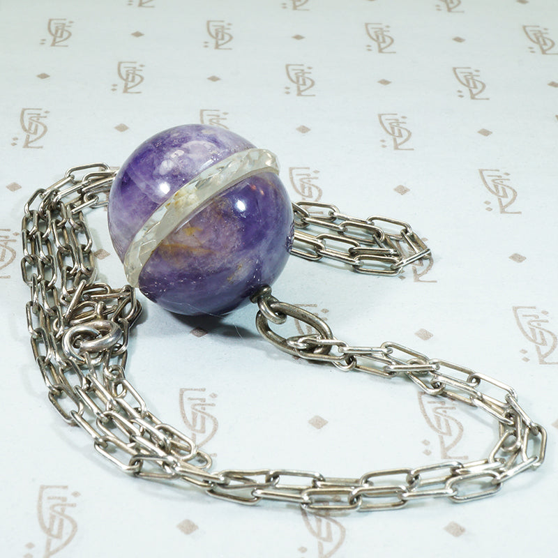 Bold Art Deco Amethyst Orb Necklace