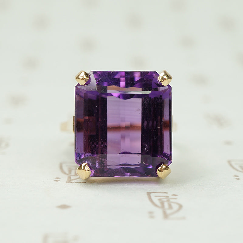 Chunky Amethyst Statement Ring Circa 1950