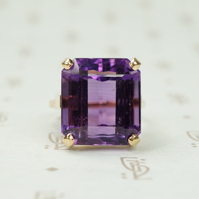 Chunky Amethyst Statement Ring Circa 1950