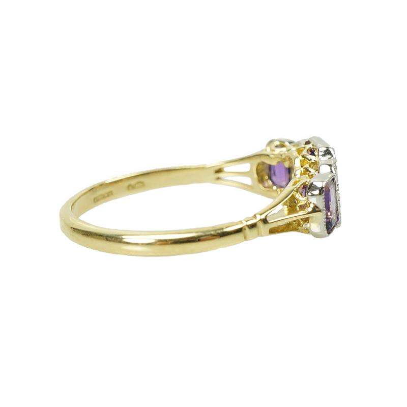 Regal Amethyst and Diamond Ring in Platinum topped 18k Yellow Gold