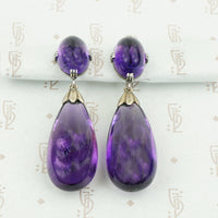large amethyst drop earrings in silver