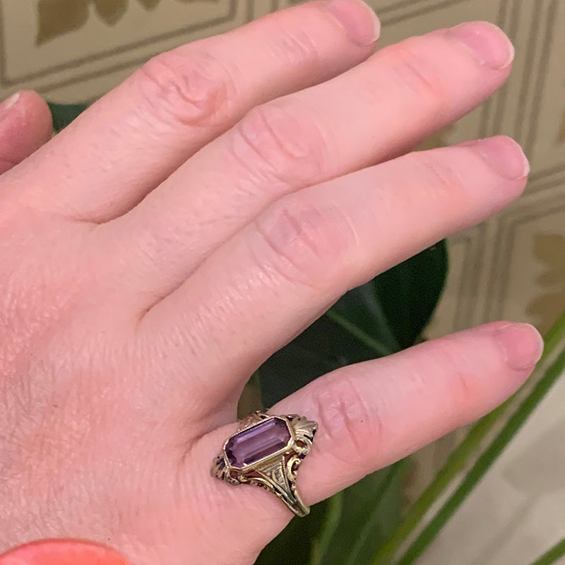 The Prettiest 2-tone Gold Amethyst Ring