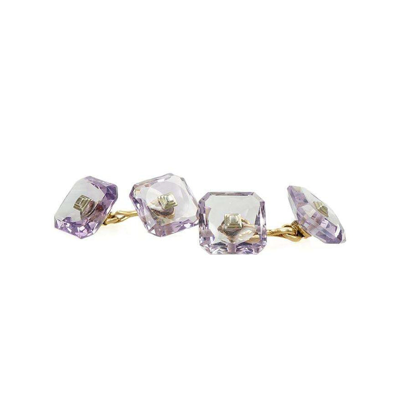 Larter and Sons Amethyst and Gold Stud and Cufflink set