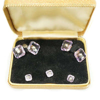 Larter and Sons Amethyst and Gold Stud and Cufflink set