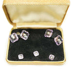 Larter and Sons Amethyst and Gold Stud and Cufflink set
