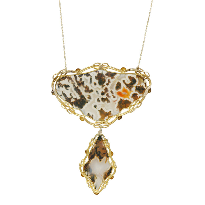 georgian agate necklace in 18k gold back