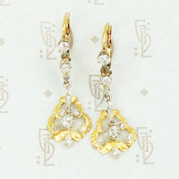 platinum and 18k yellow gold diamond earrings edwardian