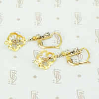 Golden Beauty Edwardian Diamond Drop Earrings