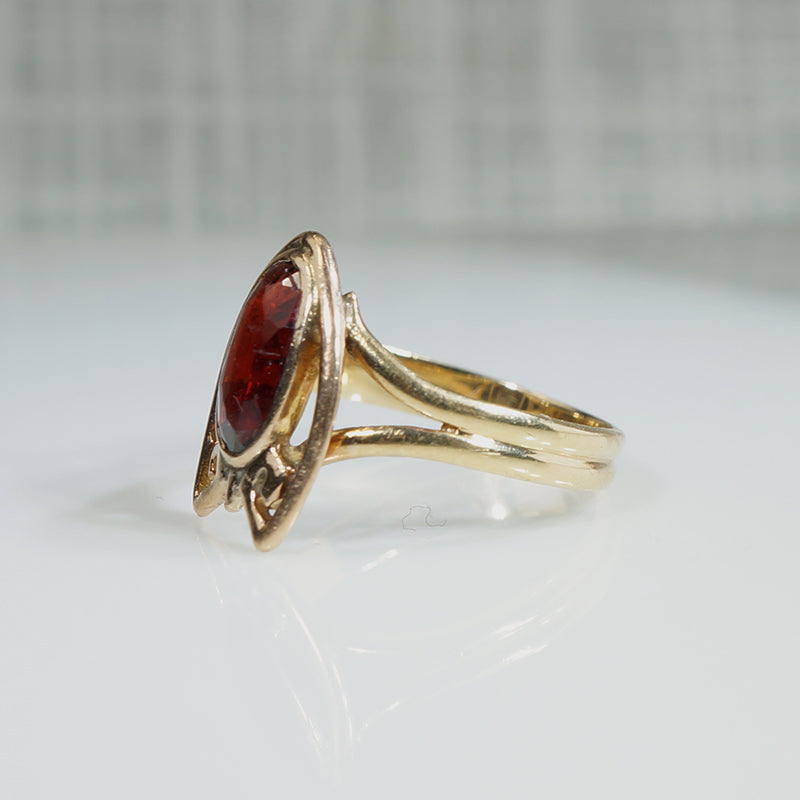 Arts and Crafts Garnet Pinky Ring